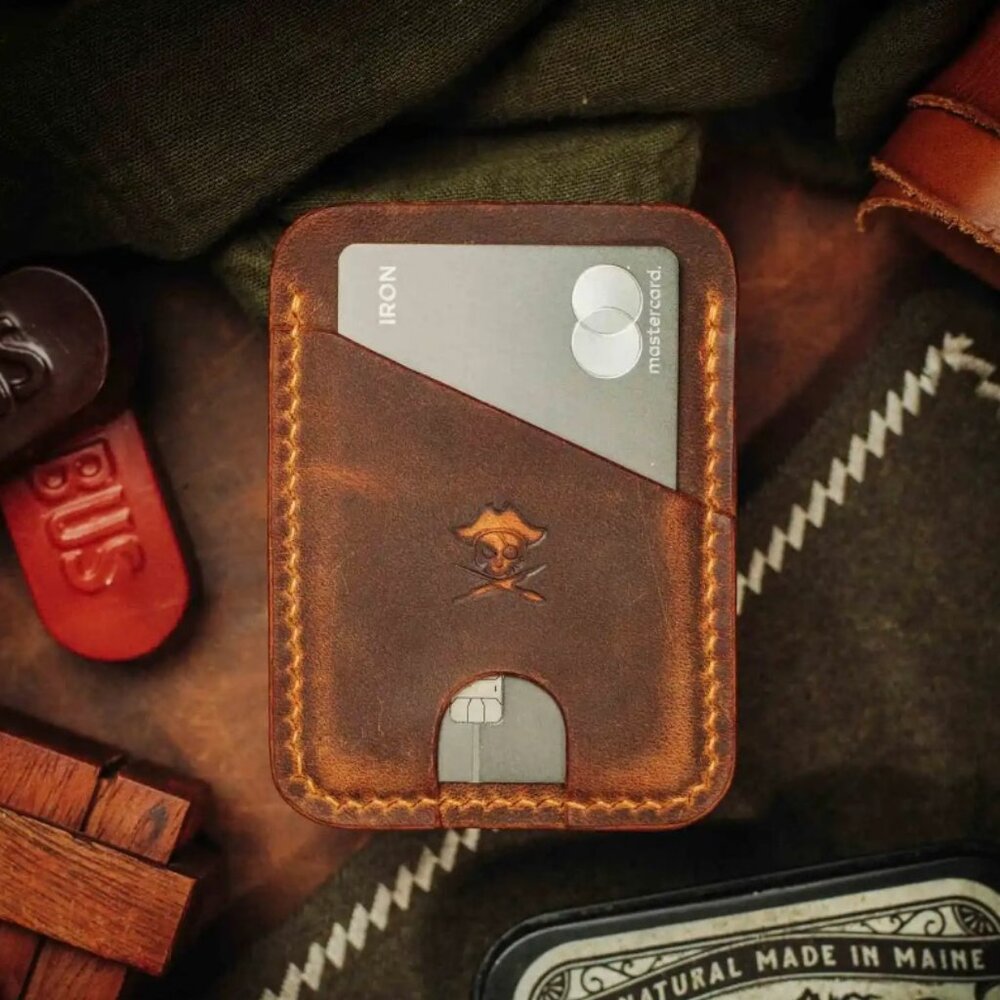 Minimalist Leather Wallet - Boatswain v4 Slim Card Holder EDC, Rusty, New